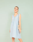 Vestido Lino Celeste