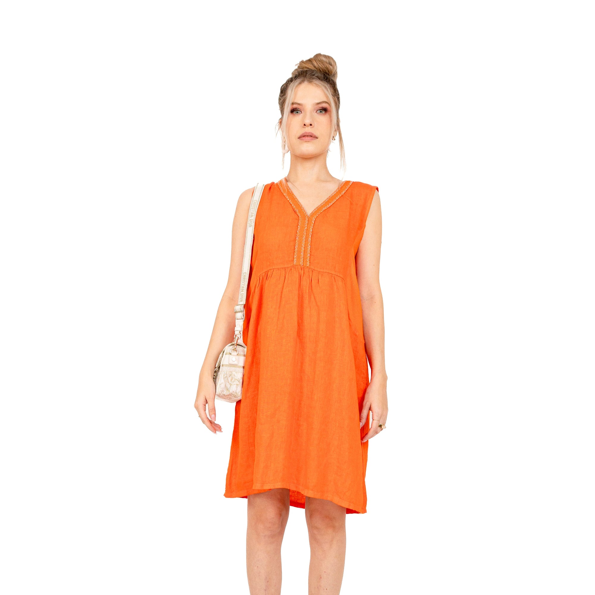 Vestido Lino Celeste