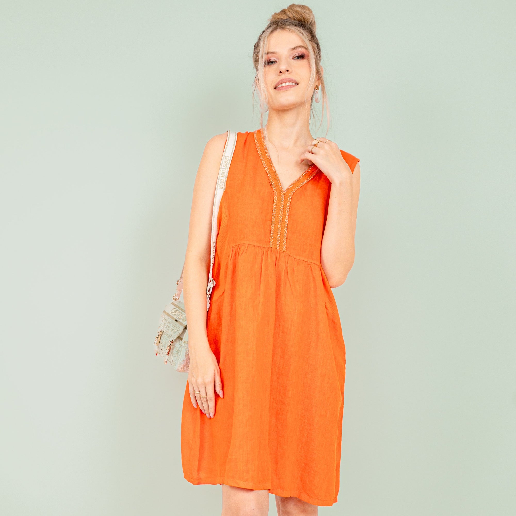 Vestido Lino Celeste